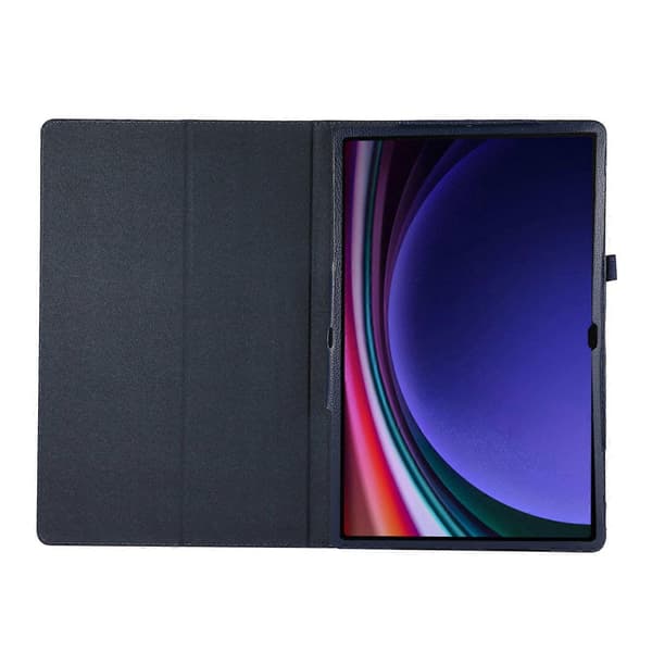 Fodral för Samsung Galaxy Tab S10 Ultra, Bi-Fold Ställ Läder Tabletskydd Litchi Textur - Mörkblå