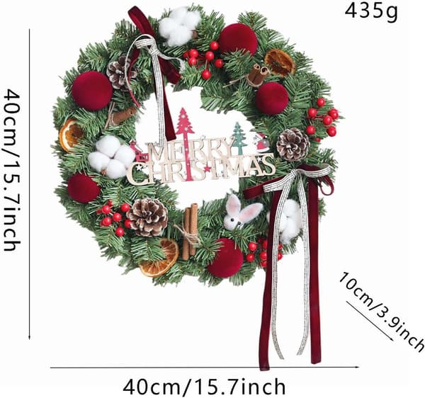 Julkransar, hängande prydnad för ytterdörr med rosett och kottar (G) G