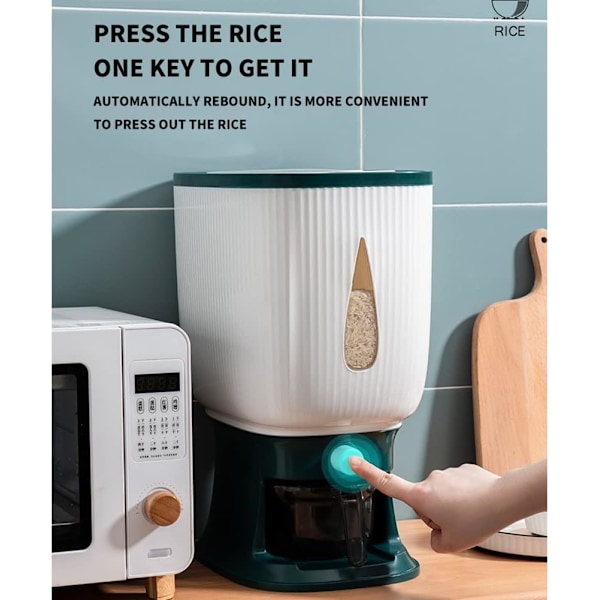 10 kg automatisk risdispenser med skyllekrus, risdispenser, risoppbevaring, risbøtte, husholdningsrisboks-A