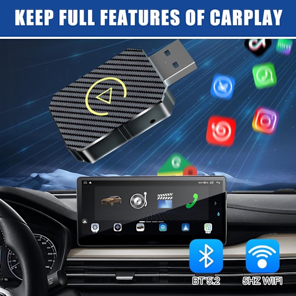 Langaton Carplay-sovitin, 2025 Päivitys 2 in 1 Älykäs Autoboxi Muuntaa Langallisen Langattomaksi Android Auto/Carplaylle, Automaattinen Yhteys Gold