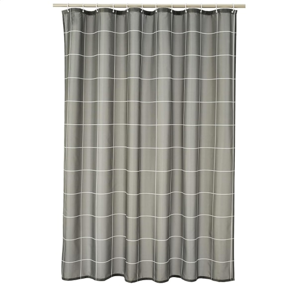 Dusjforheng i stoff - 72 x 72 tommer, for baderom 72''x72'' Dark Gray Grid