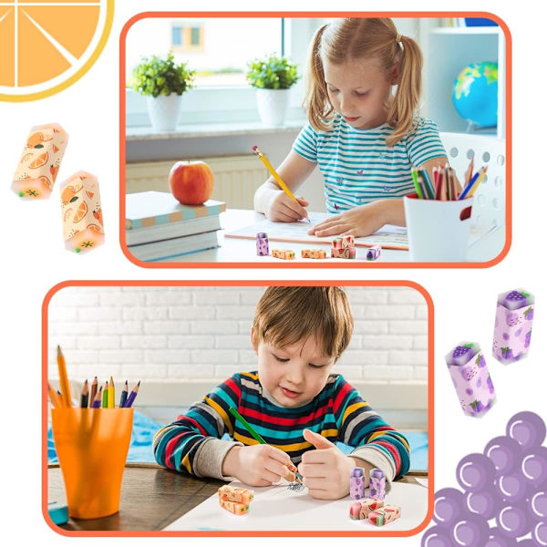 Söta fruktradergummin, 3-pack plastpenna radergummin gummi långvariga radergummin pennradergummi set för barn