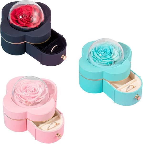 Rose Evige Blomst For Evigt Evig Blomst Til Hendes Bevarede Ægte Rose Smykkeæske