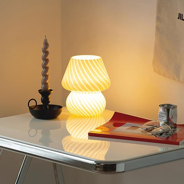 Sopp Bordlampe, Soverom Glass Nattlys, Sengelampe (Hvit)
