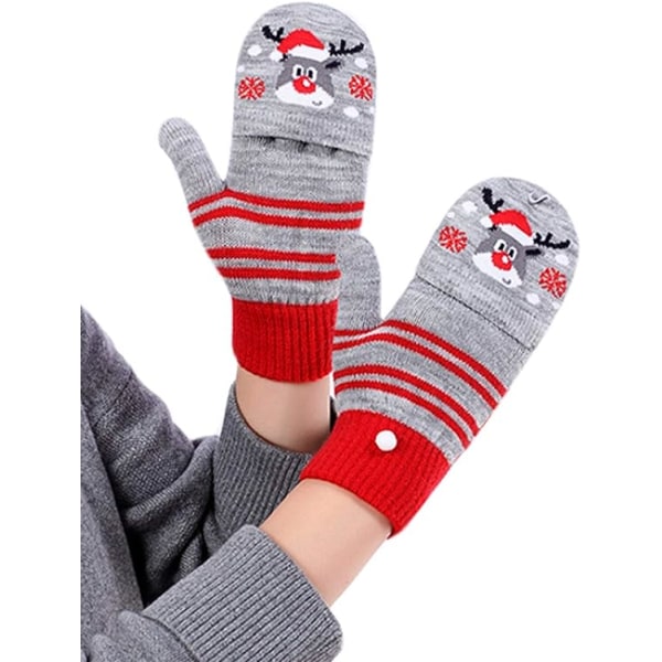 Winter gloves Thermal mittens Half finger and full finger Christmas convertible mittens