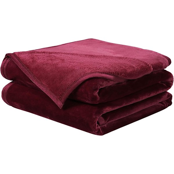 Mjuk Queen Size filt Alla säsonger Vinter varm Microplush Lätt termisk Fleece filtar för soffa säng soffa, 200x230cm, Bourgogne