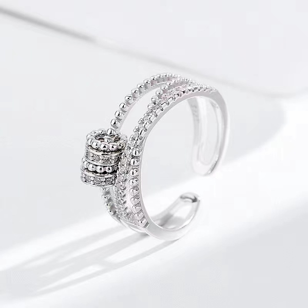 Sterling Silverring med Kubisk Zirkon - Justerbar Stress Spinner Ångest Ring