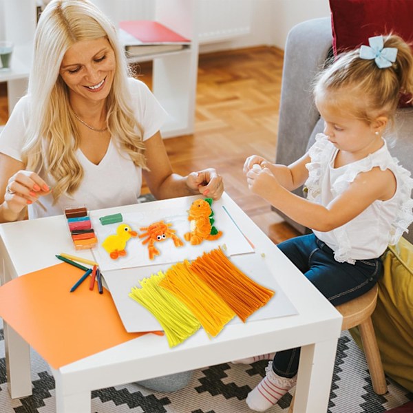 300 stk. piberensere, 3 forskellige gule piberensere bøjelig blød håndværkstråd 30 cm piberenser chenilletråd til DIY-projekter og håndværksdekoration Set 1