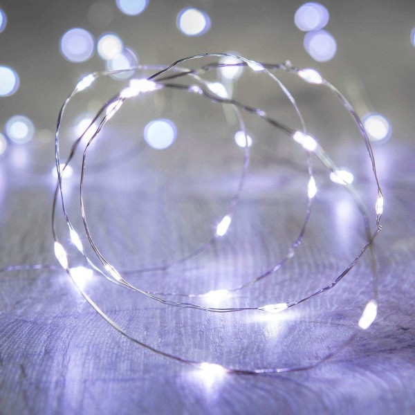 LED-slingor, 16,5 ft/5M 50 batteridrivna Fairy Lights för trädgårdsfester för bröllopsfester (Vit)