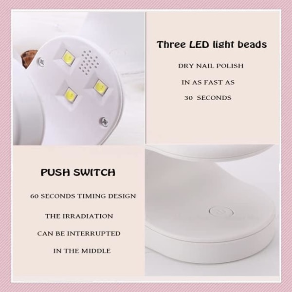 Mini neglelampe WejaGO UV-lys til negle Mini 180° åbningsdesign USB-negle tørrer bærbar UV LED-neglelampe
