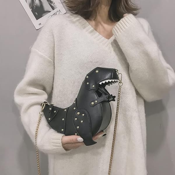 Dinosaur Skuldervesker, PU Stegosaurus Crossbody Bag for Jente Kvinner