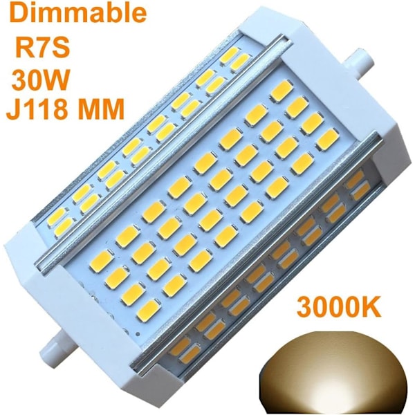 R7S LED J118 118mm Dimbar Glödlampa 30W Varmvitt Ljus 3000k Varm Vit AC 220V 3000LM Slim J LED Spotlight Motsvarande R7S 300w 400w