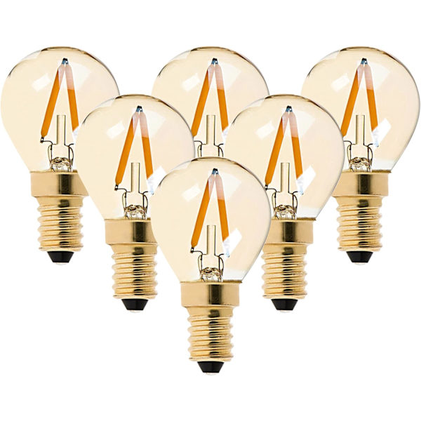 G40 LED-filamentti Mini Globe -lamppu 1W, Lämmin 2200K (Amber Glow, E14 SES 220V-240V Vintage Kynttilänjalka-lamput, 6 kpl pakkaus
