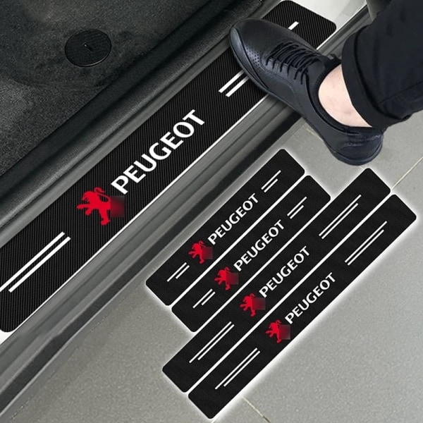 4st bil dörrtrösklar kolfiber, kolfiber dörrtrösklar, för Peugeots 107 108 206 207 308 307 508 3008, bilstyling tillbehör för dörrtrösklar