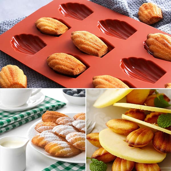 2 stk. Madeleine-form, silikonekageform, 9-huls Madeleine-bageform, non-stick Madeleine-bageplade til chokolademousse-kage-budding (29x17cm)