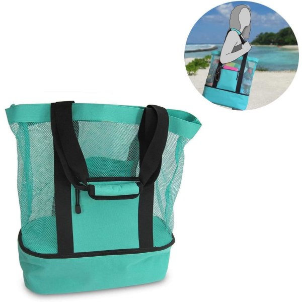 Oppbevaringspose Piknik Strandpose, Dobbel Mesh Strand Piknikpose Ispose Isolasjonspose