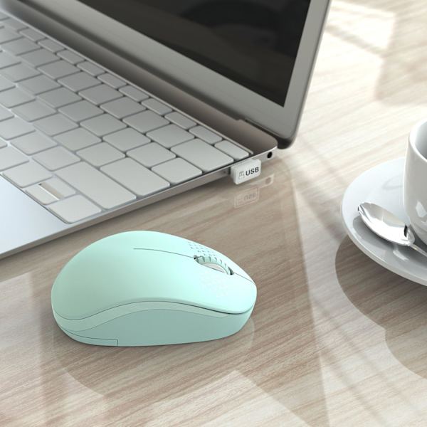 Trådløs mus, 2.4G lydløs mus med USB-mottaker - for PC, nettbrett, Windows Mint Green
