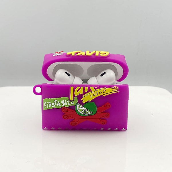 Matlåda lämplig för airpods 1/2 generation, cool och söt tecknad mat skyddande skal + nyckelring