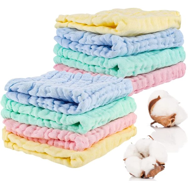 8-pack Baby Muslin-dukar, Muslin Square Soft Burp-dukar Nyfödda tvättdukar Baby -tvättdukar