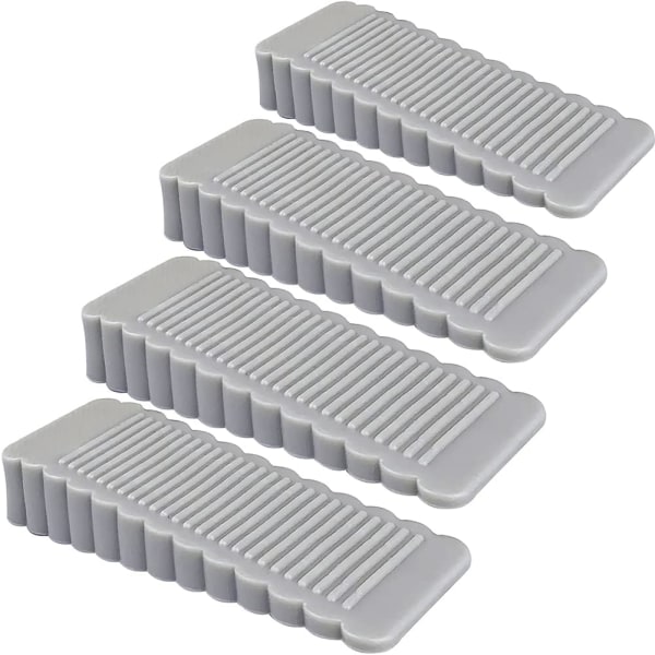4 Pack Grey Rubber Door Stopper Wedge Thin and Small Non Slip Plug Discrete Heavy Soft Silicone Door Stops for Indoor Cupboard Shower