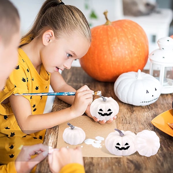 Halloween Hvid Græskar, 12 Stykker DIY Simulation Skum Hvid Græskar, Kunstige Mini Græskar til Halloween Dekoration Thanksgiving Fest Dekoration