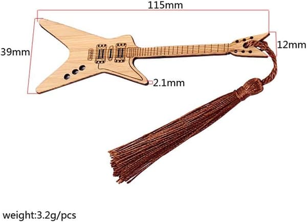 Design Gitarr Bambu Bokmärke med Tofsar för DIY-projekt och Presentetiketter-A A