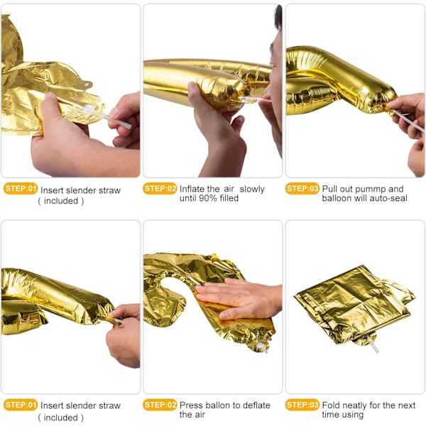 Grattis på födelsedagen Banner (3D Guldbokstäver) Mylar Bokstäver Uppblåsbara