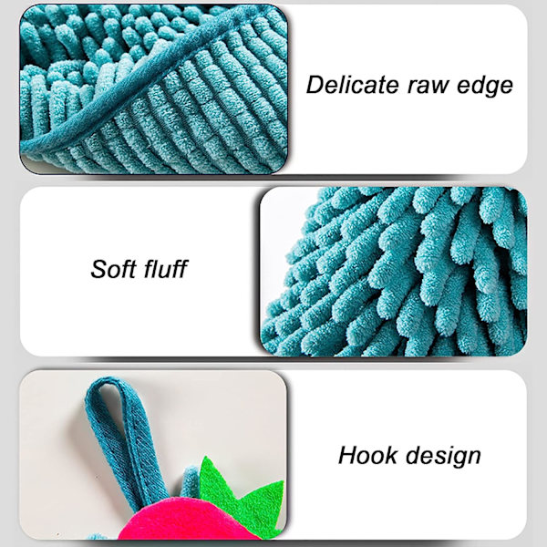 Chenille hængende håndklæder bløde absorberende mikrofiber håndklæder plys hurtig tørring søde tegneserie frugt håndklæde