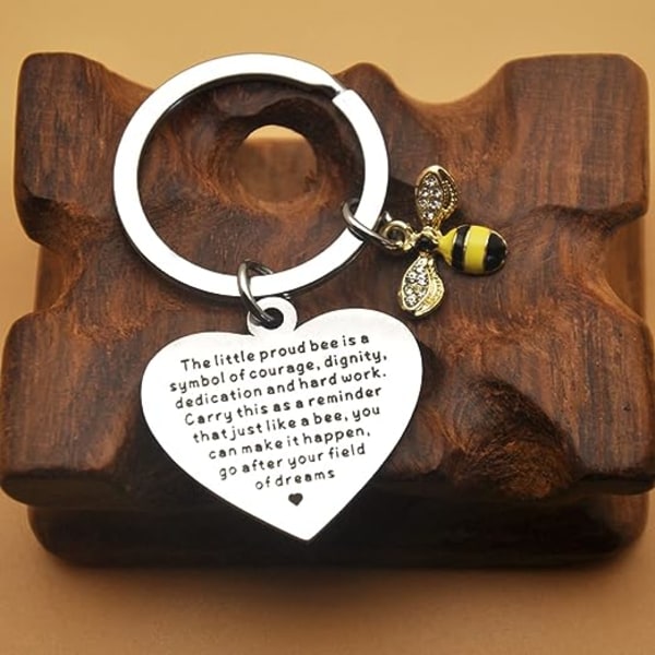Bee Keychain, Bee Gifts for Women Bee Keychain Kollega lämna nyckelring Vän Tack Tack Nyckelring