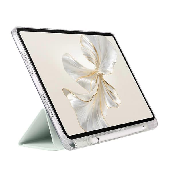 Fodral för Honor Pad 9 Tri-Fold Ställ Läder+TPU+Akryl Klar Baksida Tablet Skydd