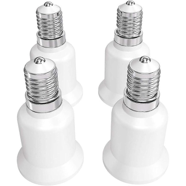 4x Sokkeladapter - E14 til E27 Sokkelkonverter - E27 Base Lampeholderadapter for Halogen LED-pære