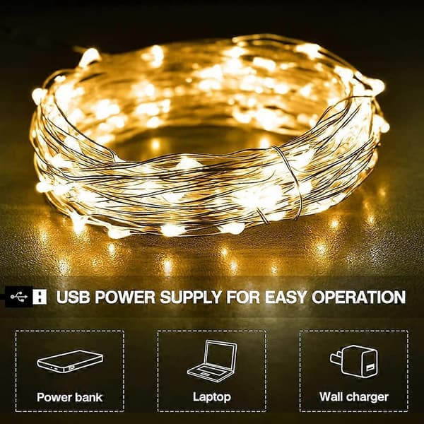 LED Slinga 20M 200 LEDs,- USB-driven (Varmgul)