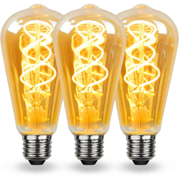 LED E27 Retro Spiral Keramikglödtråd, Dimbar E27 Retrolampa 4W Varmvitt, Mjukt Ljus, E27 Retro Edison Bärnstenslampa för Vardagsrum, Sovrum
