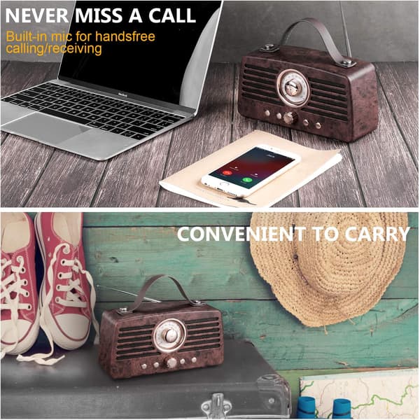 Retro Bluetooth-kaiutin, kannettava langaton Bluetooth-kaiutin FM-radiolla