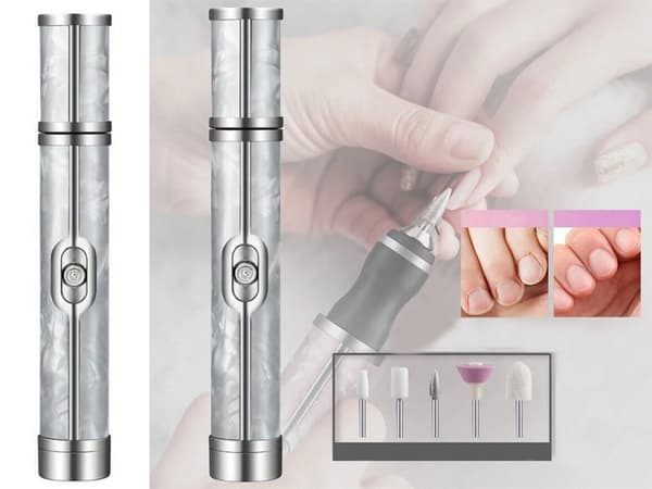 Nagelfräs manikyr pedikyr skärsats usb uppladdningsbart batteri white