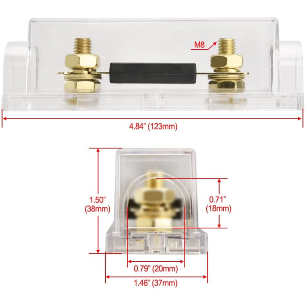 Auton sulakepidike - Audio, Video, Stereo ANL - 0 2 4 Gauge - Tulo ja lähtö 250A ANL -sulakkeella
