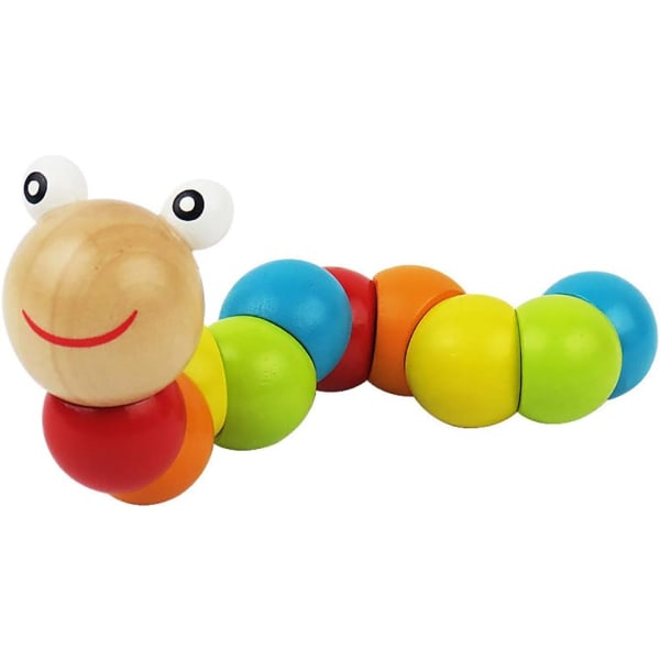 Trä Wiggly Worm Leksak Tidig utveckling Lärande Pedagogisk leksak för baby och flickor Xmas Birthday