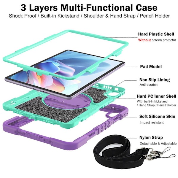 Fodral för Huawei MatePad 11.5 S Silikon+PC Ställbart Tabletskydd med Axelrem