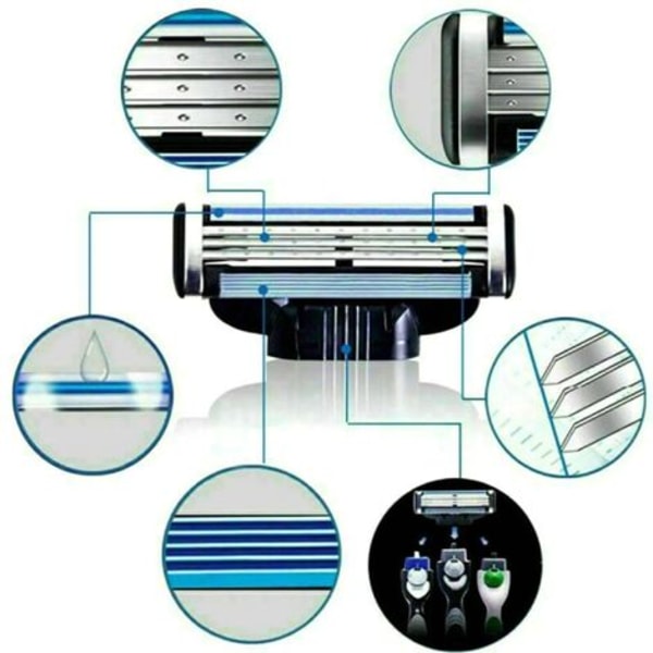 Pakke med 4 3-lags barberblader, egnet for Geely Feng San Wind Speed 3 barberblader skjeggkutterhode