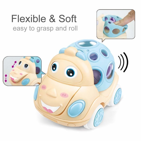Toddler , barnvagnsleksaker med mjukt gummiskaller 3 delar, friktionsdrivet fordon Baby för barn 6-12 månader gamla