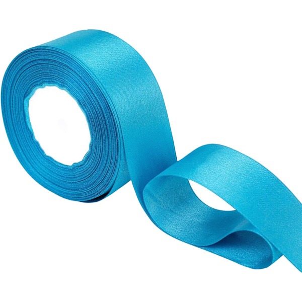 3,8 cm x 22 meter dubbelsidig satin polyester bandrullar för tyg, DIY konst & hantverk, bågar, presentinslagning, bröllopsdekorationer, blå