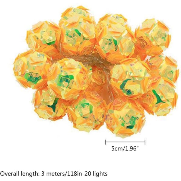 3,2 m Rose Ball Fairy Lights 3D speil Globe dekorative nattlys