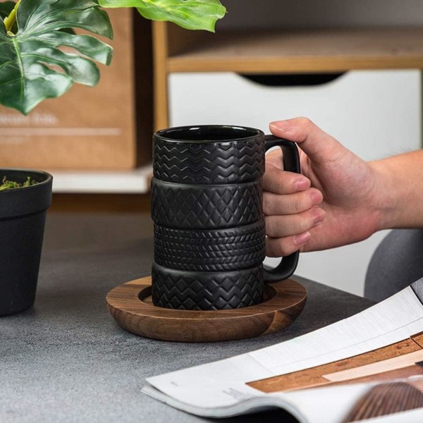 Dæk krus hjulkrus kaffe te drikkevarer keramik dæk krus sjov gave sort