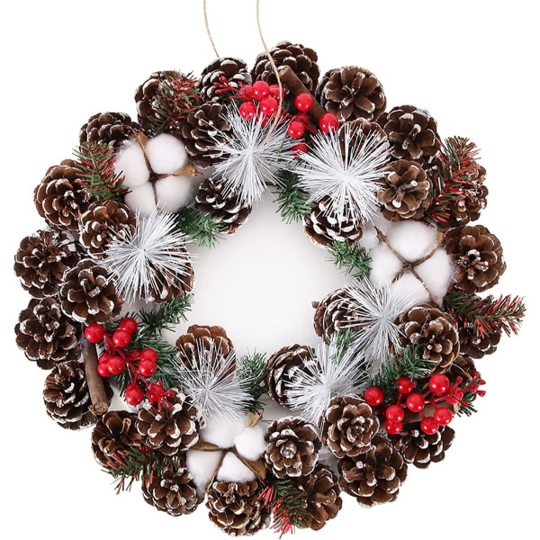 Natural Pinecone Wreath, 15inch Front Door Christmas Wreath