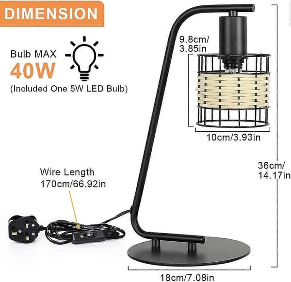 Retro Industriell Bordslampa med Rund Bas