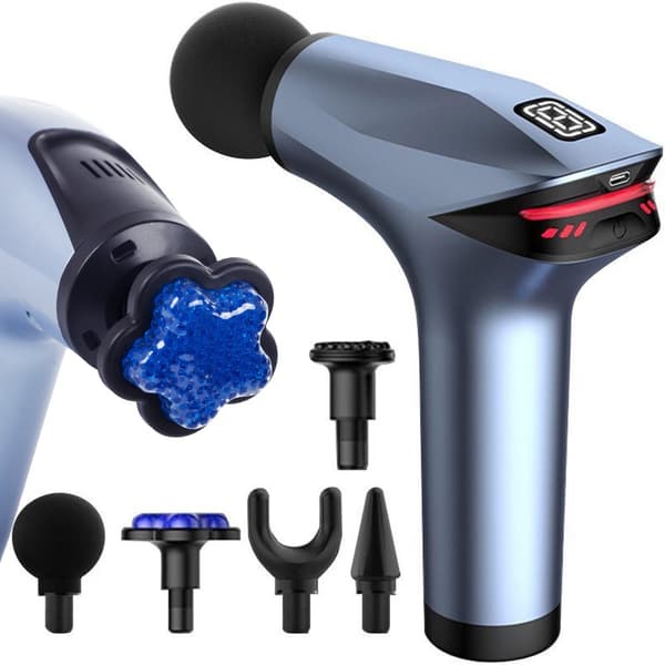 Rygmassagepistol kropsbenmassager stærk massagepistol 5 spidser blue