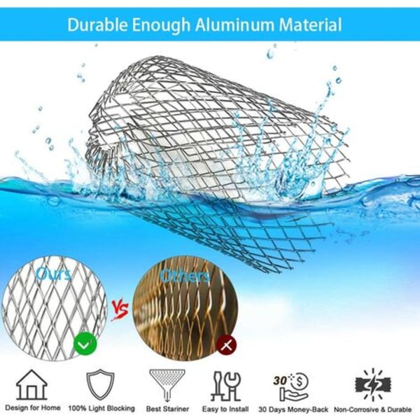 4 st rännfilter i flexibel aluminium, Ø 8 cm, galler, mesh, vindrutefilter, sil, lövskydd, cover