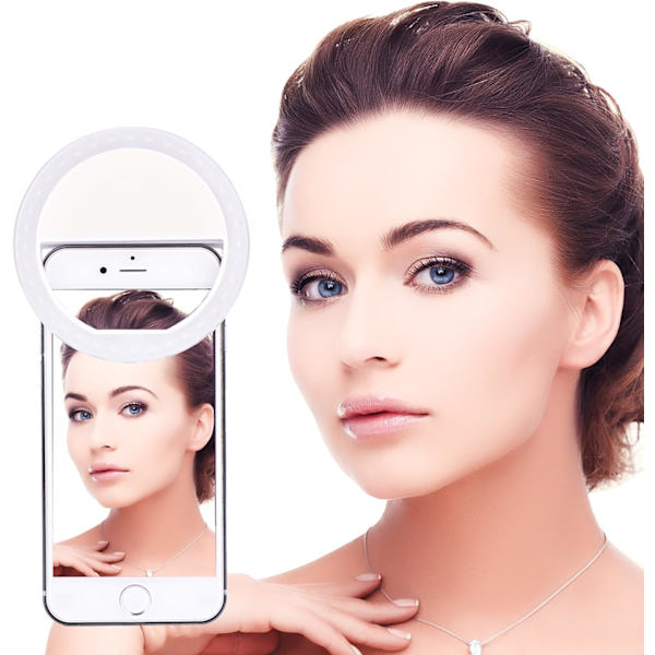 LED-ring Selfie Light Fill Light Natt Selfie Smartphone, Vit