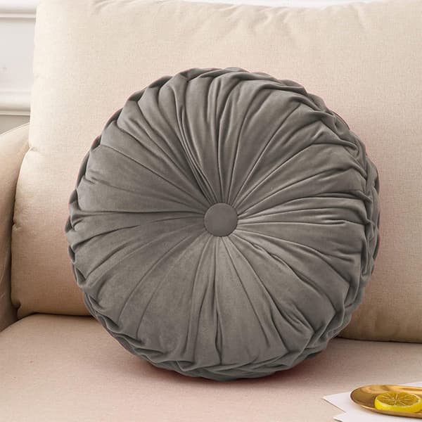Rund stolehynde sædehynde memoryskum vaskbar til træ- eller metalskamler grå diameter 38 cm Grey