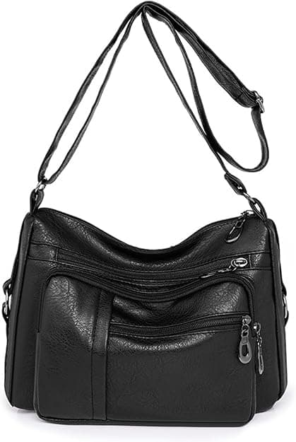 Damhandväskor Axelväskor Mjuk PU-läder Crossbody-väska, Svart Black